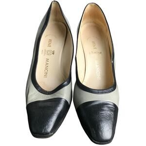 Rene Mancini Paris Womens shoes pumps Sz 9 Gray Black Leather 3" Heels